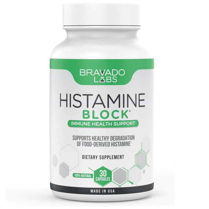 Bravado Labs Premium Histamine Block - Diamine Oxidase (DAO) Enzyme Formula - Advanced Support for Food-Derived Histamine Intolerance - Made in USA (60 Capsules)