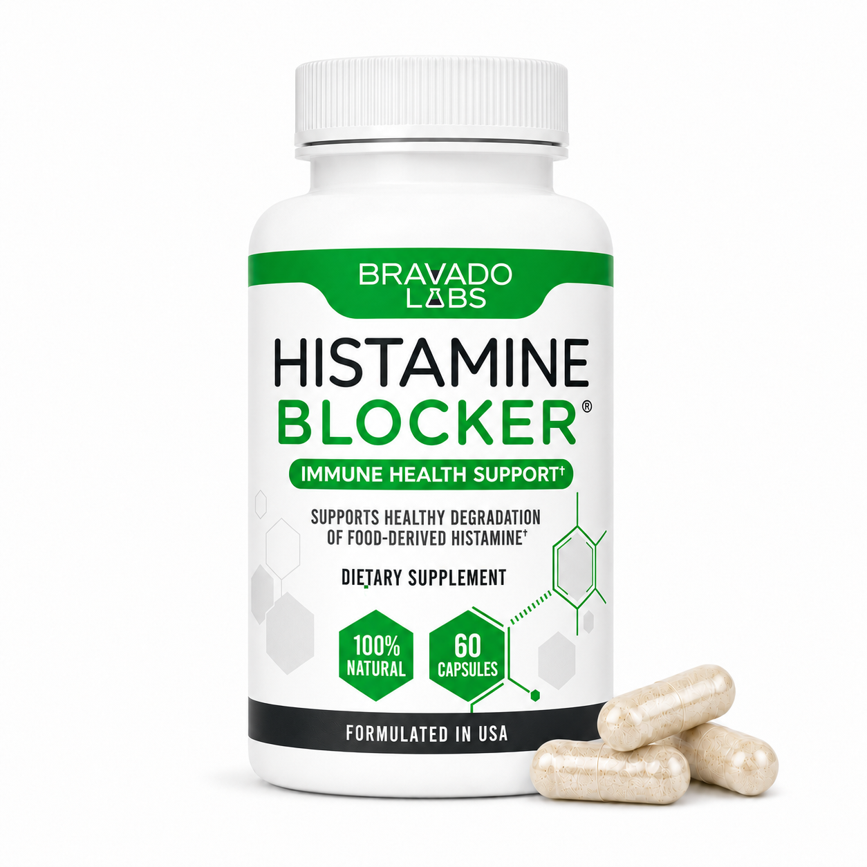 Premium DAO Enzyme - Histamine Blocker Supplements with Diamine Oxidase & Vitamin C for Daily Histamine Metabolism & Immune Support